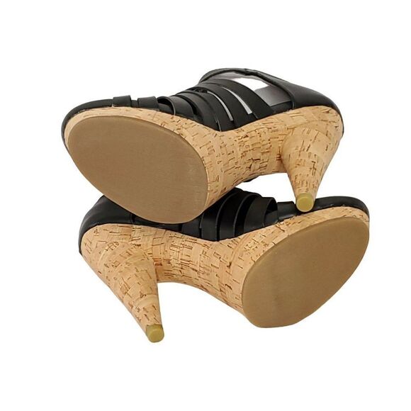 Mia Strappy Heels 6.5 Black Open Toe Cone Heel Evening Dance Party - Picture 7 of 7